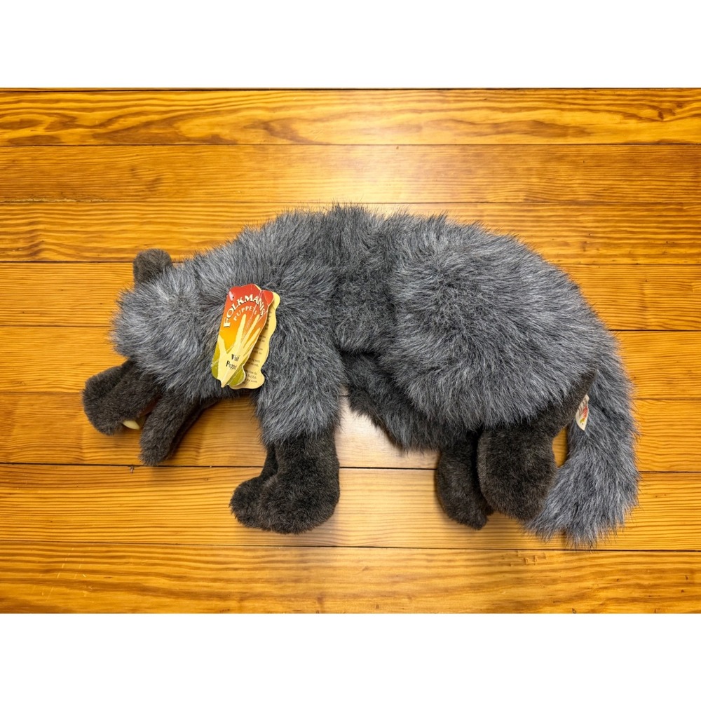 Folkmanis Folktails Big Bad Wolf Puppet Plush Stuffed Animal XL Blue Eyes Teeth